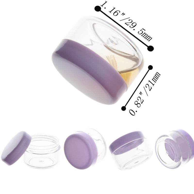 ZEJIA 5 Gram Sample Containers with Lids, Mini Makeup Containers, Empty Plastic Travel Cosmetic Containers with Labels(25 Count, Purple Lid) - Image 2